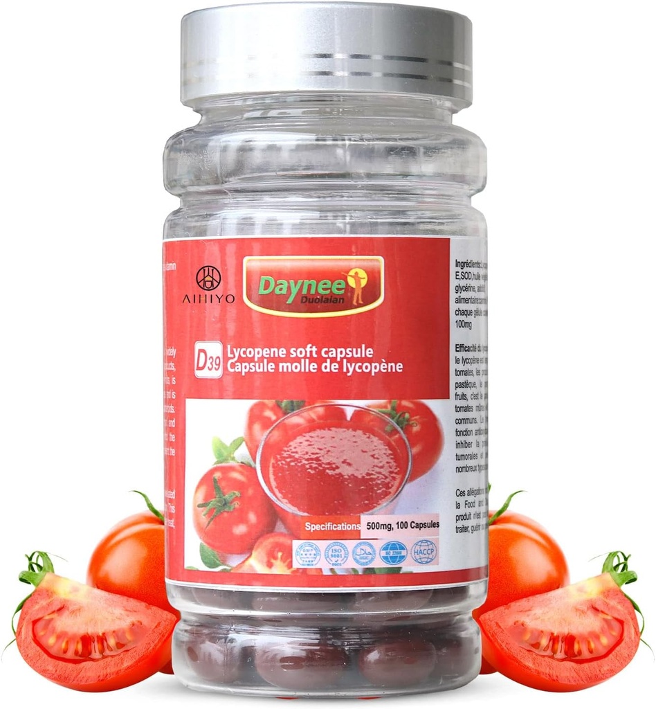 AIHIYO Lycopeneの柔らかいカプセル、100mgトマトの補足のエキス、有機性の複雑な方式、カプセルごとの500mg、100 Softgel