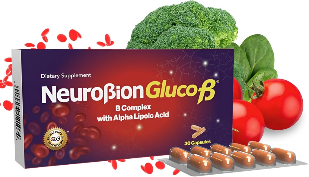 Neurobion Gluco Bのコン酸性アルファLipoicoの食事療法の補足Bの複雑アルファLipoicの酸、Complejo B 30のカプセル