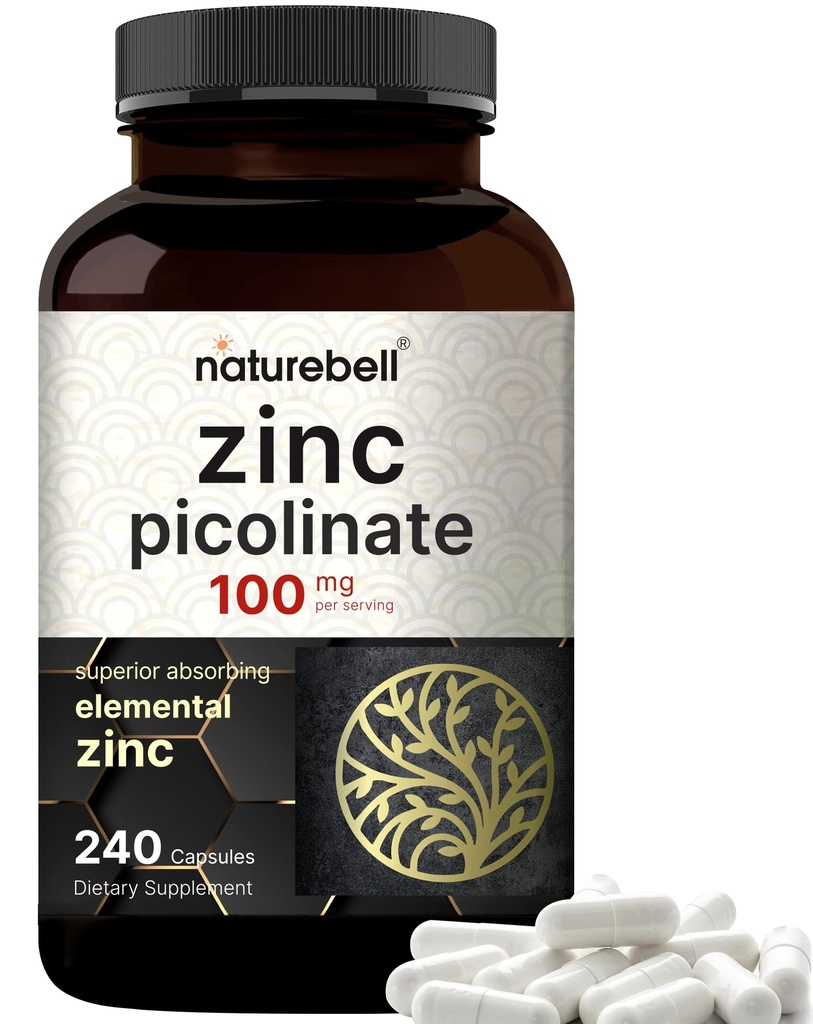 高い効力亜鉛ピコリン酸塩100mg - 240のカプセル、免疫サポートおよび皮の健康のための亜鉛のBioavailableの形態-非GMOおよびグルテン