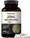 高い効力亜鉛ピコリン酸塩100mg - 240のカプセル、免疫サポートおよび皮の健康のための亜鉛のBioavailableの形態-非GMOおよびグルテン
