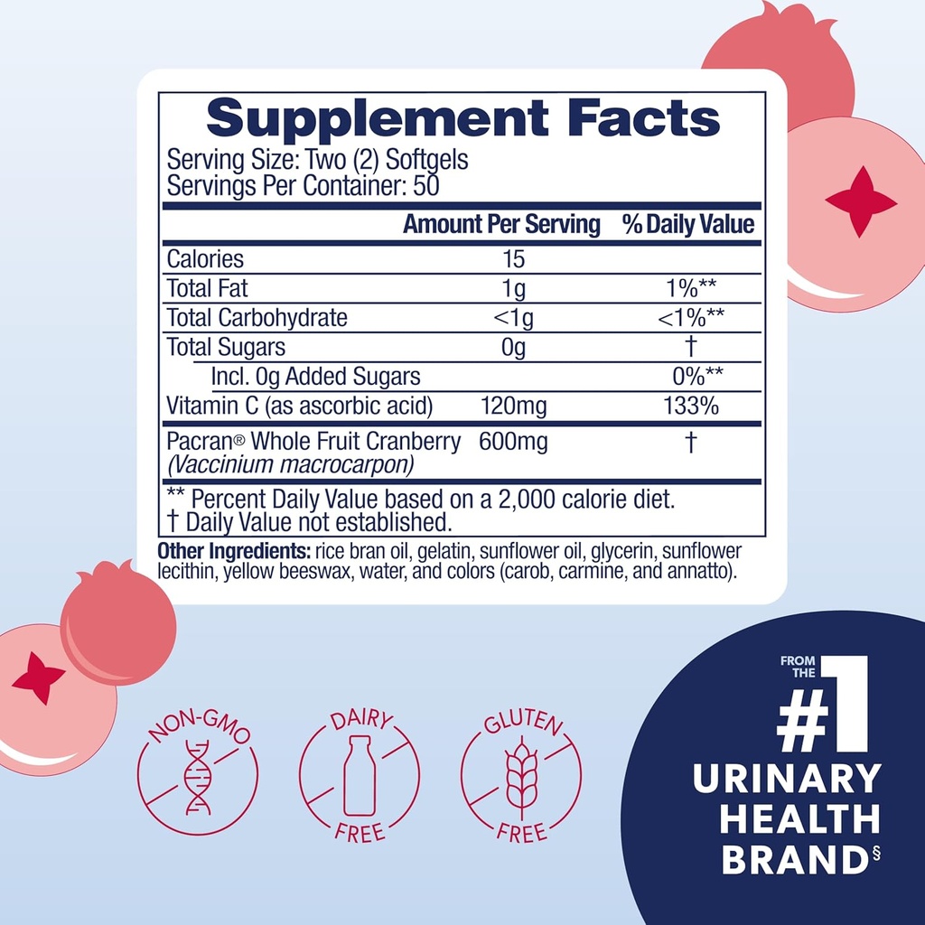 AZOクランベリープロ尿路の健康の補足600mg PACRAN、1のサービング:クランベリー ジュース、砂糖の自由なクランベリーの丸薬、非GMO 100 Softgelsの1つのガラスより多く(2のパック)