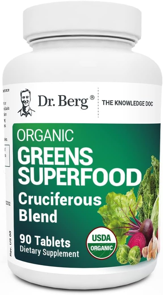 Dr. Berg's Greens Superfood Cruciferous 野菜のタブレット - 大人のw / 11 Phytonutrientスーパーグリーンのための野菜サプリメント - エネルギー、免疫システム&肝臓野菜のタブレット - 90タブレット