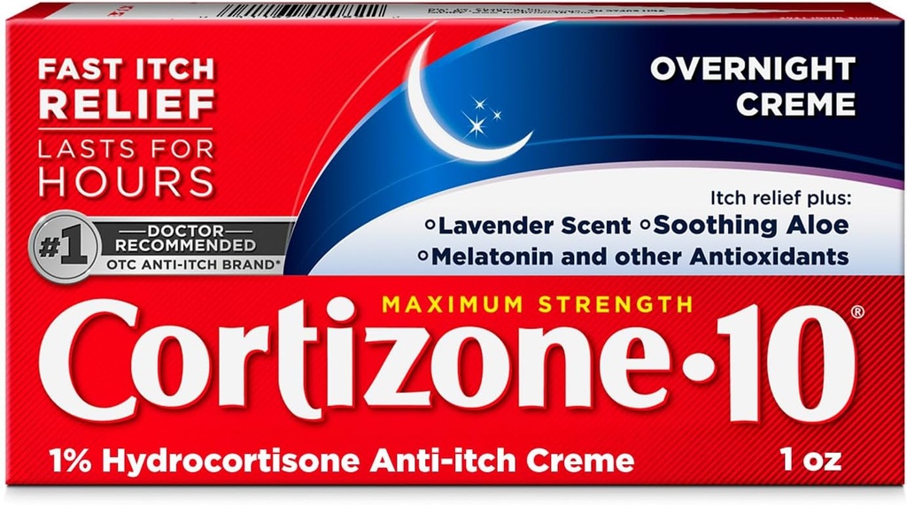 Cortizone-10 最高の強さの夕方の回復クリーム、1% Hydrocortisone、速い行為、Bugビット、Rash、Eczema、Psoriasis、Poison Ivy、オーク、Sumac、1つのozのためのラベンダーによって包まれる反取られたクリーム