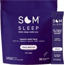 Som Sleep, Calm Sleep Aid Powder Drink Mix, 3mg Melatonin, マグネシウム, ビタミンB6, L-Theanine & GABA – ビーガン, ゼロ砂糖, ケトフレンドリー – チェリー, 30パック