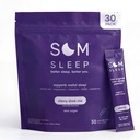 Som Sleep, Calm Sleep Aid Powder Drink Mix, 3mg Melatonin, マグネシウム, ビタミンB6, L-Theanine & GABA – ビーガン, ゼロ砂糖, ケトフレンドリー – チェリー, 30パック