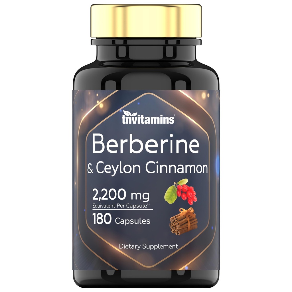 セイロンシナモンとベルベリン:カプセルあたり2200mg - 180カプセル|カルディオバシーラー&循環器系健康のための天然バーリンサプリメント* | 6ヶ月の供給 | アメリカ製!