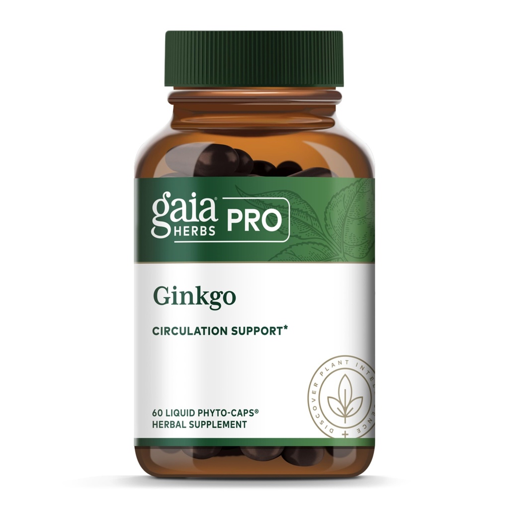 GAIA HERBS PRO Ginkgo - 健康な血流 & 脳機能サポートサプリメント* - 血循環サポートサプリメント* - 60液体フィトキャップ(30のサービング)