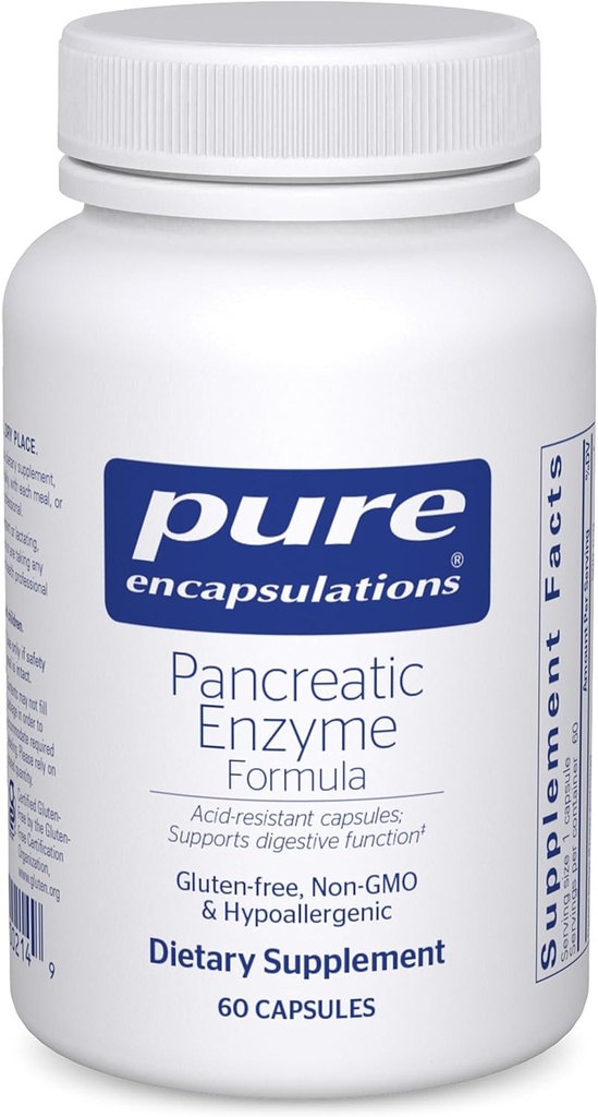Pure Encapsulations Pancreatic Enzyme Formula - Digestive Enzymes for Digestion - Strengthens Gut Health* - Targeted Delivery Capsules - Gluten Free & Non-GMO - 60 Capsules