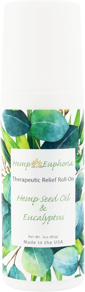 Hemp Seed Oil and Eucalyptus Joint & Muscle Discomfort Relief Roll-On Gel | USDA Certified Organic Hemp Seed Oil, Helps Relieve Sore or Tight Muscles