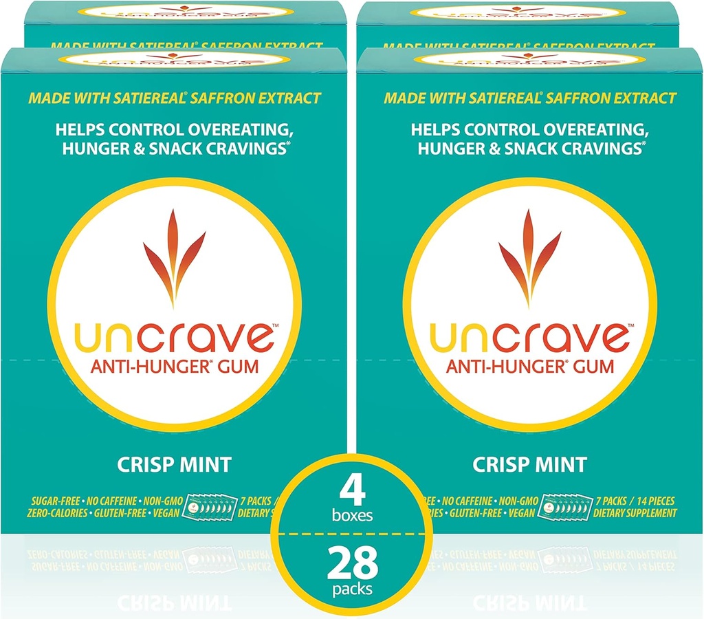 UnCrave Gum - 100%ピュアサフランエキスで注入 - コントロールクレーブ - 気分を損なう - ビジョン健康 - 危機ミント(56ピース)