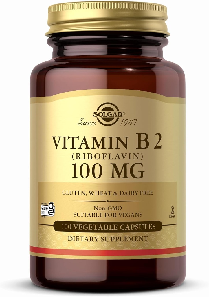 ソルガービタミンB2(リボフラビン)100mg - 100野菜カプセル - 非GMO、ビーガン、グルテンフリー、酪農場無料、コーシャ - 100サービング