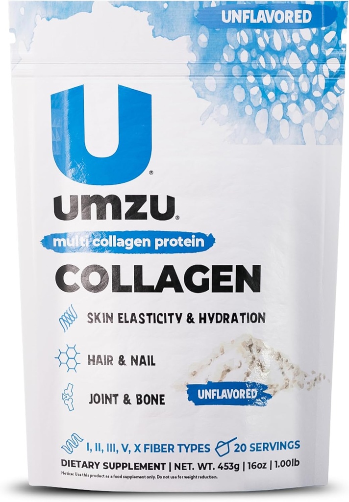 UMZU ZuCollagenの加水分解蛋白質の粉 | 健康な毛、皮、釘、接合箇所及びガットのための5つのコラーゲンのペプチッド タイプ | 低いカロリー、高い蛋白質(サービングごとの20g蛋白質  Unflavored)
