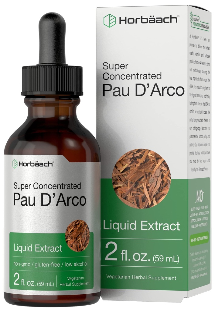 ホアバッハ PAU D アルコ バルクチン | 2 fl oz | タベブイアヴェラネデハーブエキス | 低アルコール液滴 | ベジタリアン・非GMO・グルテンフリーハーブサプリメント