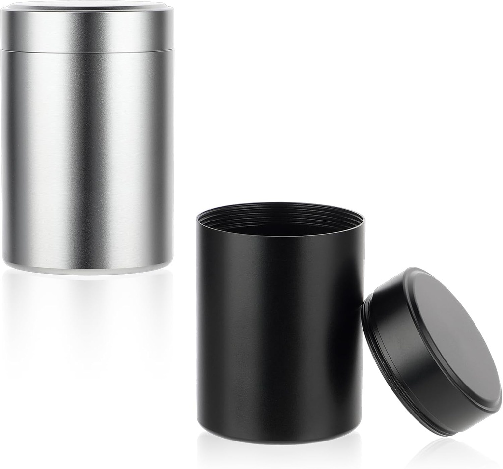 2pcs携帯用金属の丸薬のオルガナイザー、円形の毎日の丸薬箱のホールダーのポケット小さい丸薬の箱の薬のオルガナイザーの屋外の魚油の補足を旅行するためのビタミンの容器(黒+銀)