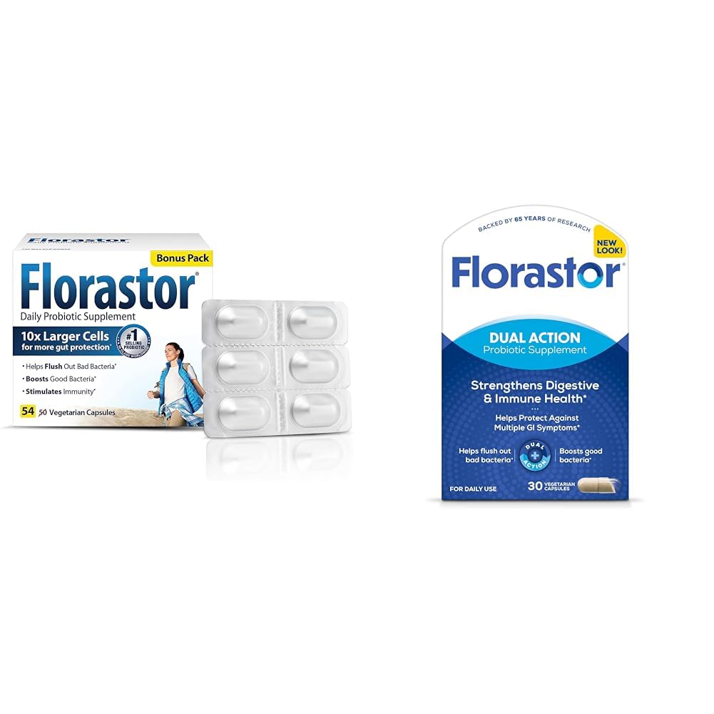 Florastorのプロバイオティクスの消化器及び免疫の健康は54及び30カプセル、女性及び人のためのプロバイオティクスと束ねます 悪い細菌を洗い流し、Saccharomyces Boulardii CNCM I-745の緊張とよいブーストを助けます