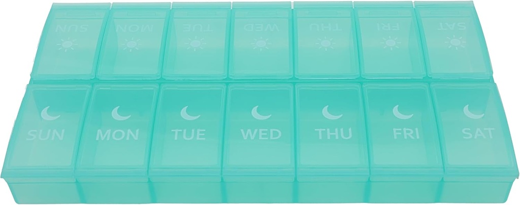 7日ウィークリーピルAM PMオーガナイザー、SysTech大ピルケースピルボックス2時間Pills/Medication/Supplements/Vitamin(グリーン)