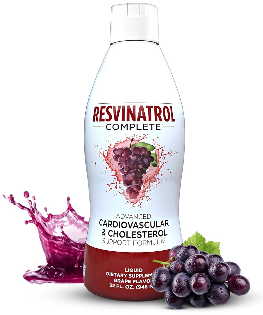 – 32 Fl. Oz. Liquid Resveratrol Supplement Promotes Healthy Aging, Heart Health & Energy Levels – Advanced Liquid Cardiovascular & Cholesterol Support Formula