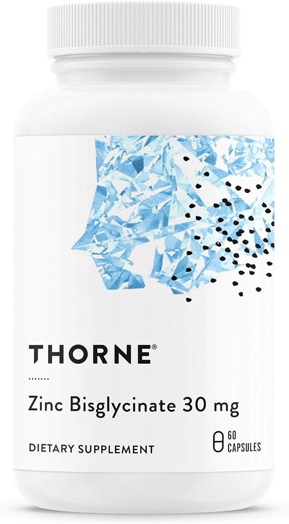 THORNE - Zinc Bisglycinate 30mg - Daily Support for Skin, Eye & Immune System Health* - Chelated Zinc Supplement - 60 Servings