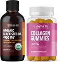 HAVASU NUTRITIONの有機性黒い種のオイルの液体+コラージュのグミーの束
