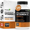 RENEW ACTIVES 最大強度ビタミンC 1000MG/サービング - 全体的な健康、骨、歯とグムのための抗酸化&免疫ブースター - 非GMO、砂糖フリー、4ヶ月の供給 - カナダ製 - 120カプセル