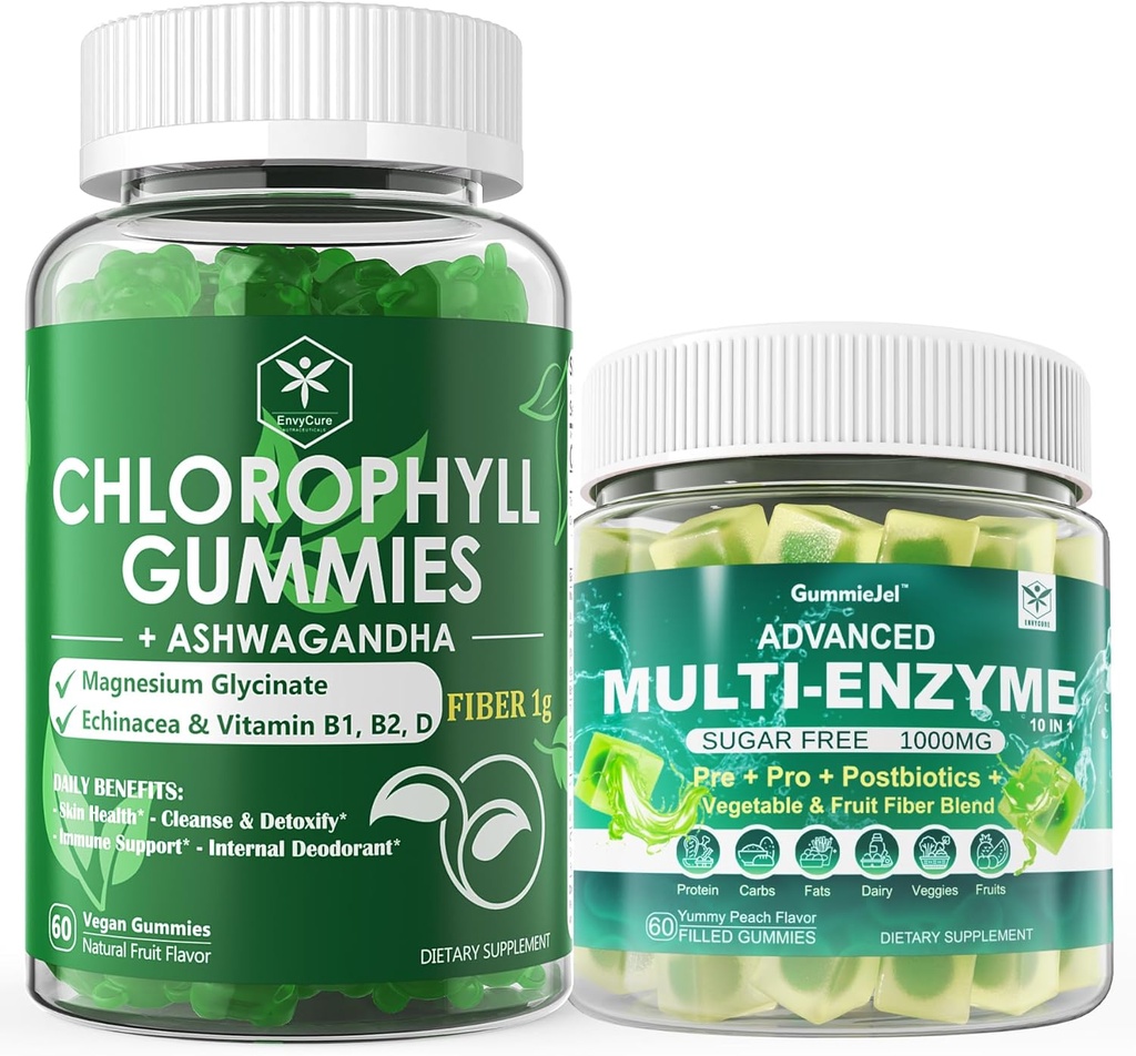 消化酵素のガミー及びChlorophyll繊維のガミーの束