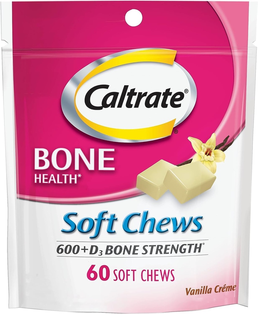 Caltrate Calcium & Vitamin D Soft Chews Vanilla Creme 60 Each (Pack of 2)