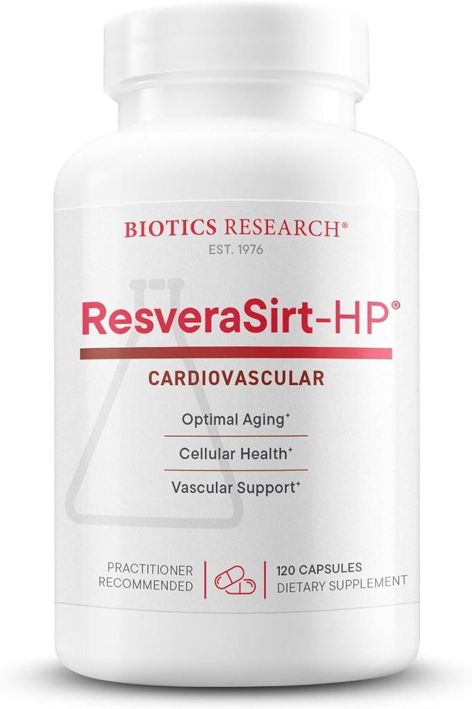 Biotics Research ResveraSirt HP Formulated by Dr. Mark Houston, Trans Resveratrol, Quercetin, Increase Sirtuin Activity, Cardiovascular Support, Heart Power, Vascular Support, 120 Capsules