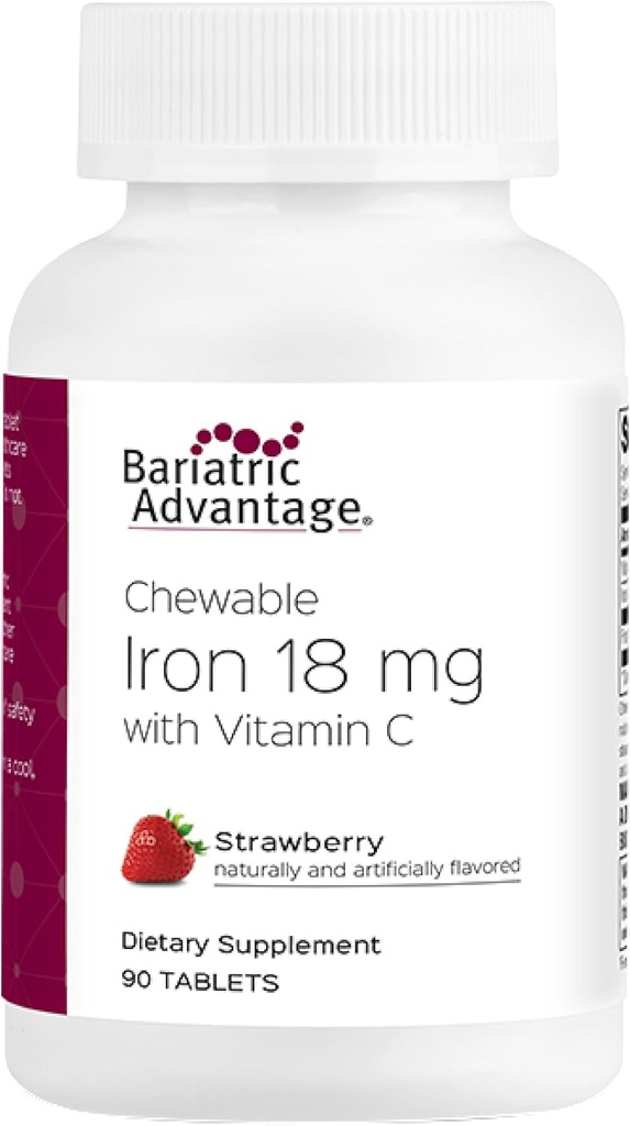 Bariatric Advantage Iron 18 mg with Vitamin C Chewable - Strawberry - 90 Tablets