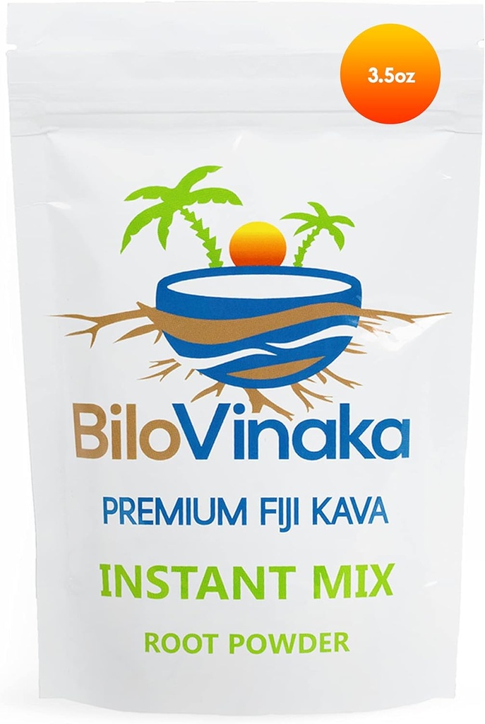 All-Natural Micronized Instant Kava Drink Mix, Premium Fiji Kava Kava Powder, Kava Fijian Root Powder, No Straining Needed, 3.5 oz/ 100 Grams