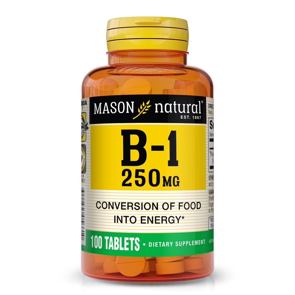 MASON の自然なビタミン B,1 のチアミン 250 の mg、100 日の供給の食事療法の補足、容易に、Swallow のタブレット、サポート エネルギー生産及び健康な代謝