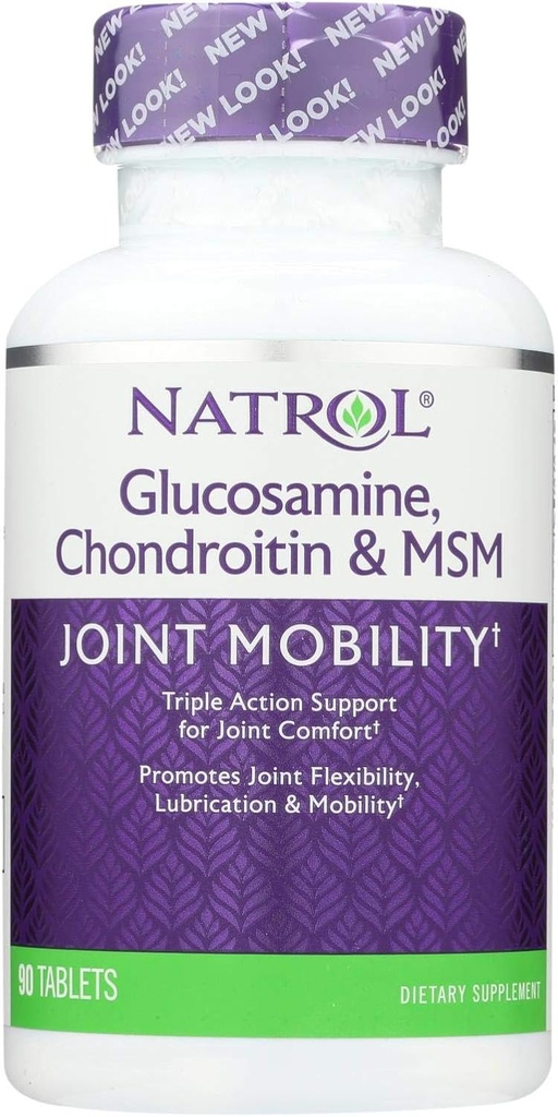 Natrol GlucosamineのコンドロイチンおよびMSM - 90のタブレット