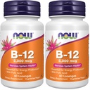 NOWサプリメント、ビタミンB-12 5,000 mcg、葉酸、神経系健康*、60 Lozenges(パッケージ2)