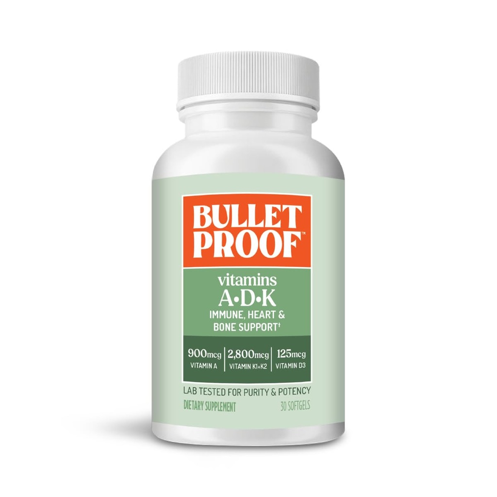 防弾ビタミンA-D-K Softgels、30カウント、心のための補足、骨の健康および免疫サポート