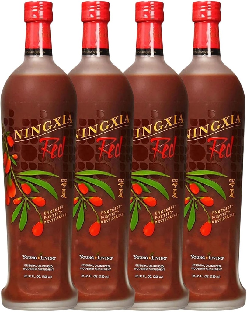 ヤングリビングニンキアレッド抗酸化ドリンク | 25.35 fl oz | Wolfberry、ブルーベリー、ザクロ、オレンジ、レモン、ゆずエッセンシャルオイルのスーパーフルーツサプリメント | 4 パック