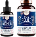 WINDSOR BOTANICALSの液体の鉄およびPMSの救助のカプセルの女性の束