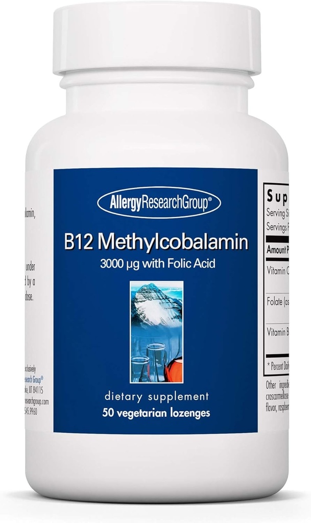 アレルギー研究グループB12 Methylcobalaminの補足- 400mcg Folicの酸、純粋で、ベジタリアンのロゼンジ- 50の計算のビタミンB12および葉酸塩、