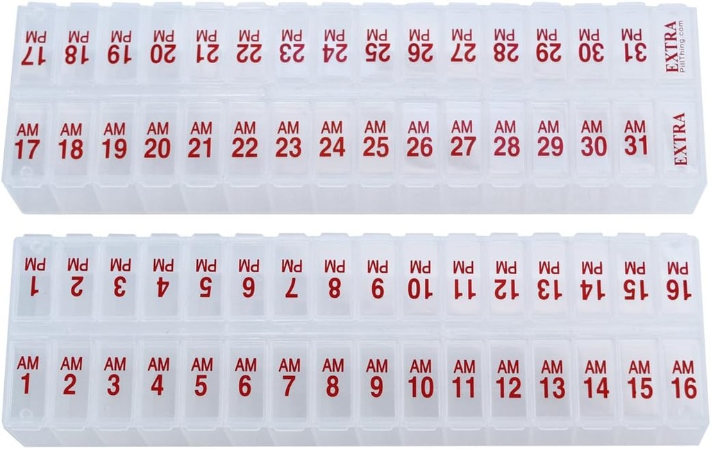 Twice-a-Day 月次ピルボックスプランナーセット - AM & PM メディテーションオーガナイザー for 31 日! セットは1ヶ月間の2つの主催者が含まれています。 (クリア - 31日AM / PM -1パック)