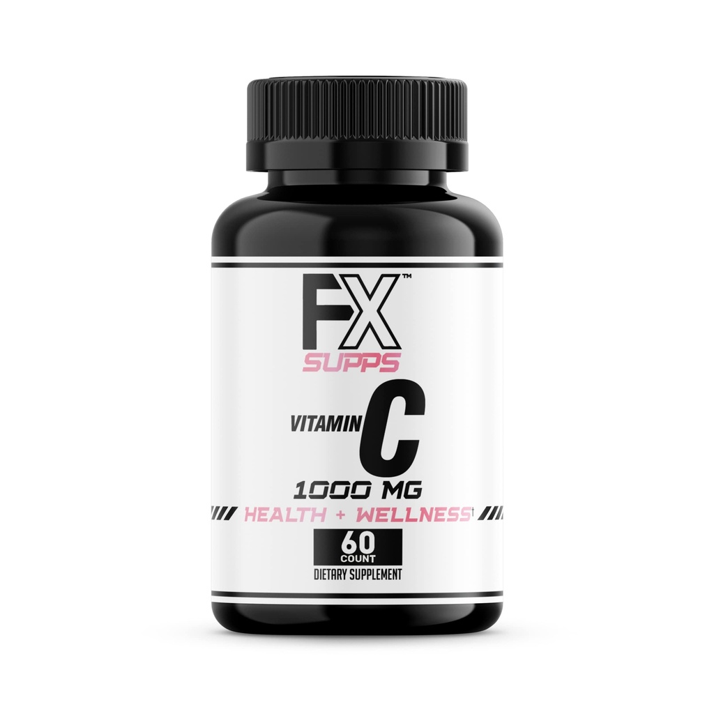 FXSUPPSビタミンC 1000mg(1パック100カプセル) | 大人の男性と女性のためのビーガンフレンドリービタミンCサプリメント | 免疫システムをサポート, 気分を改善, 肌の健康を改善