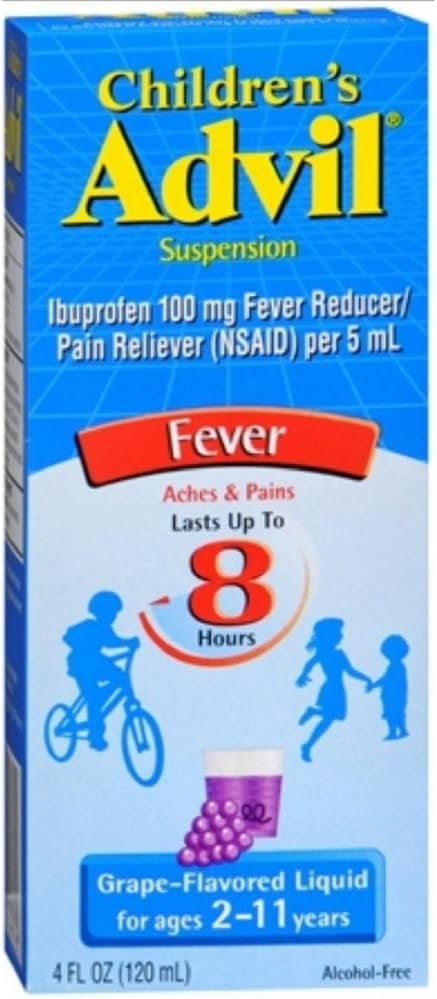 Advilの子供の口頭懸濁液はozを風味付けしました。 グレープ4 Fl Oz(パッケージ1)