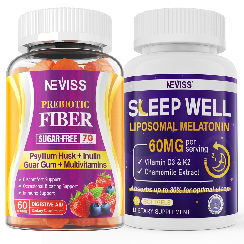 大人のためのNEVISSのPrebiotic繊維7Gのグミー+大人の束のためのMelatonin 60mg