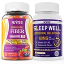大人のためのNEVISSのPrebiotic繊維7Gのグミー+大人の束のためのMelatonin 60mg