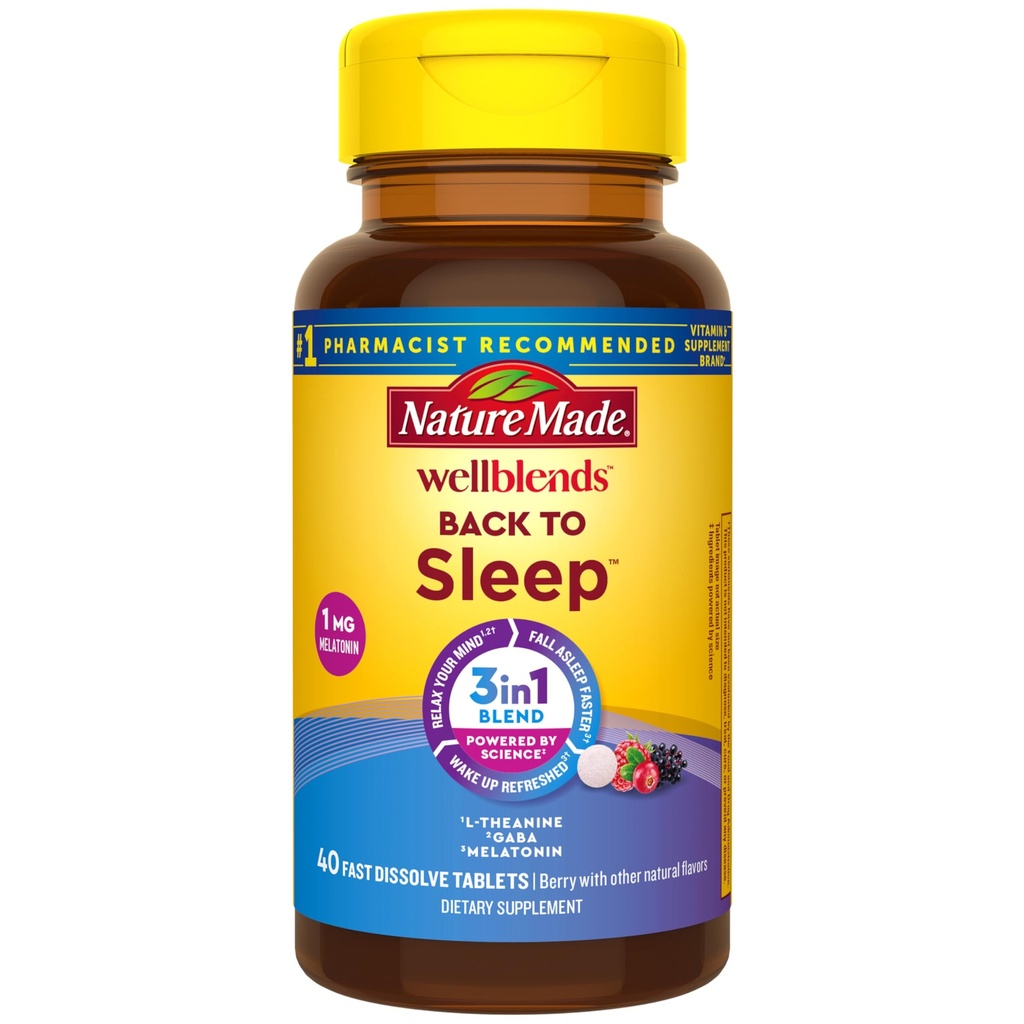 自然は睡眠、より低い線量のMelatonin 1のmg、Lのtheanine 100のmgおよびGABA 100mgの睡眠の補足、40の速い分解のタブレットに戻って健康にしました