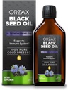 ORZAXブラックシードオイル液(8 fl oz) - コールドプレス100%ピュア | 完全菜食主義者のグルテンフリー、非GMO | 5000mg 黒カミン(ナイジェラサティバ) 50mg Thymoquinoneでオイル | オメガ3-6-9で豊富 | ガラスボトル