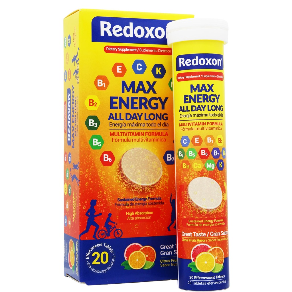 Redoxonの最高のエネルギーは、サポートInmuneシステム、Citrusの味、20のEffervescentのタブレット、2.82 Ozの箱を助けます