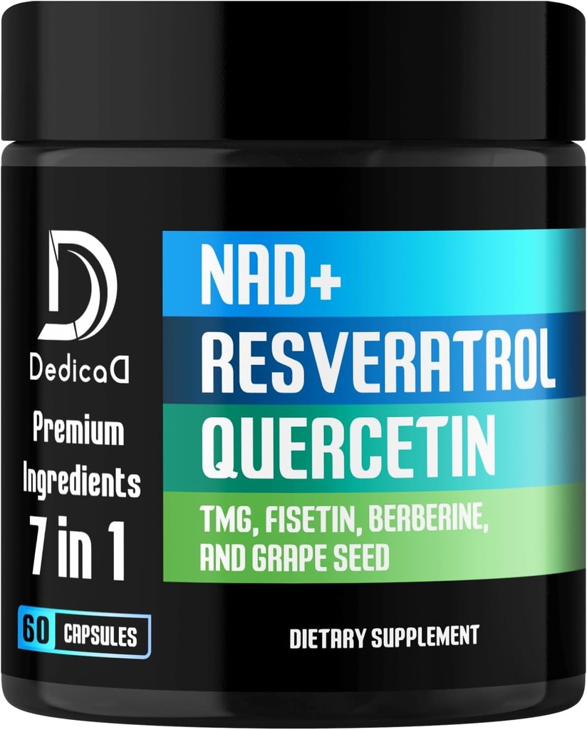 NAD.+ Supplement - Combined to Resveratrol, Quercetin, Berberine, Fisetin, TMG and Grape Seed - 60 Capsules