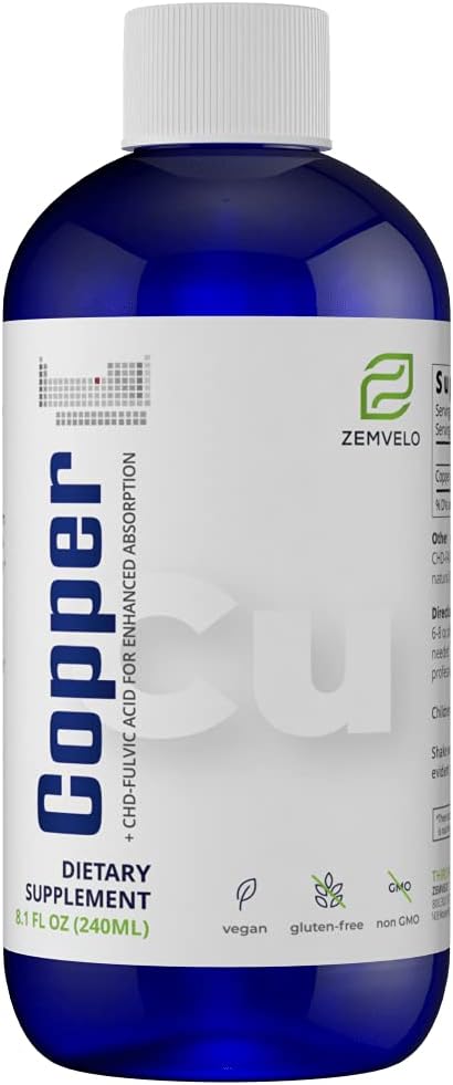 Liquid Ionic Chelated Copper | Natural Elixir for Healthy Connective Tissue | Healthy Hair, Skin, Nails & Collagen | Healthy Iron Levels | Mood Balance | 3 Month Supply