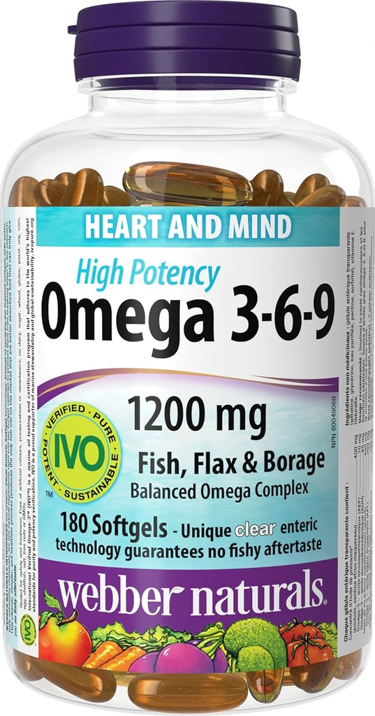 Webber Naturals 高効力オメガ3-6-9、180カウント
