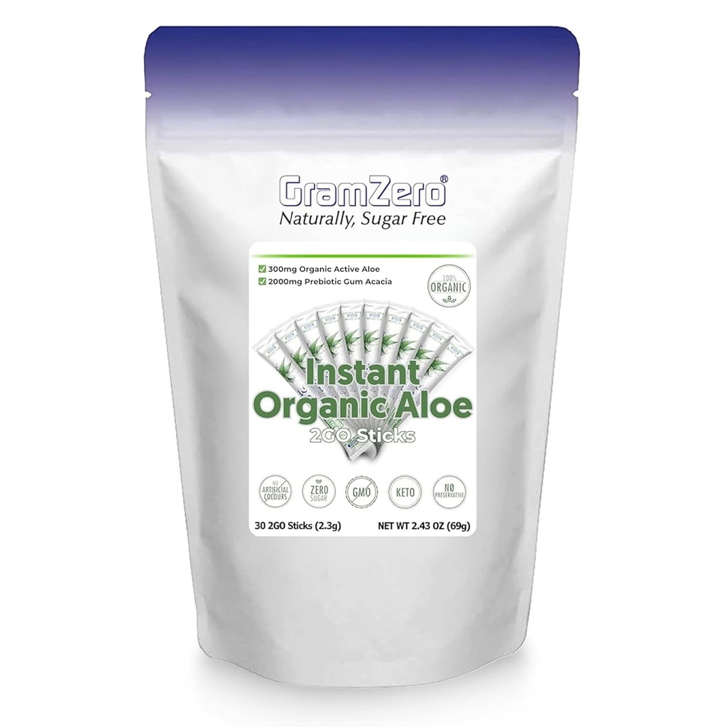 GramZero 2GO Sticks - Organic Aloe: Unflavored, Great for Nutrition Club Loaded Tea