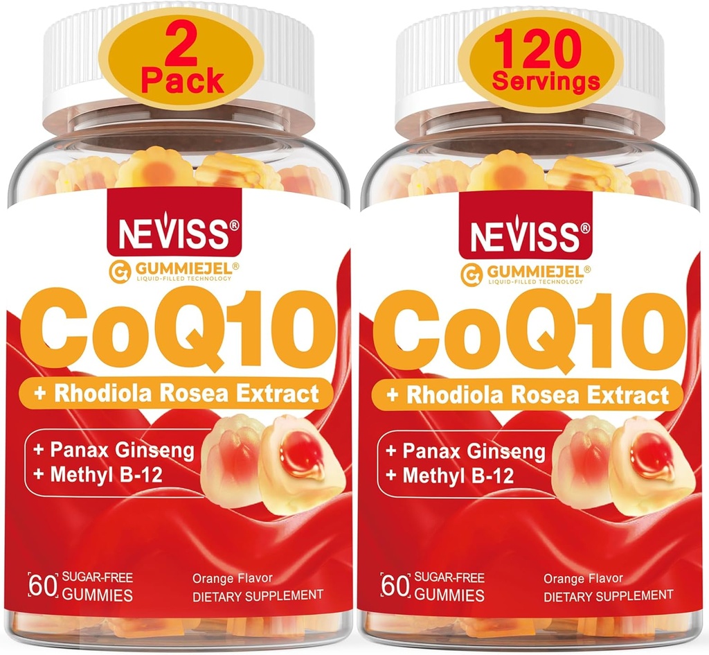 NEVISSの砂糖はビタミンB12 1000mcg、Rhodiola RoseaおよびPanaxのGinsengのエキス、ビタミンB6、Coenzyme Q10の補足、2のパックとCoenzymeのCoQ10を満たしました