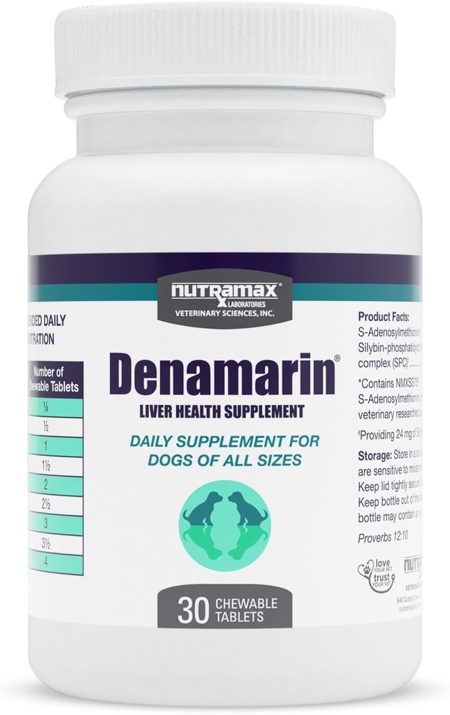 犬のためのNutramax Denamarinの肝臓の健康の補足、S-Adenosylmethionine (SAMe)およびSilybin、30のChewableのタブレットを使って